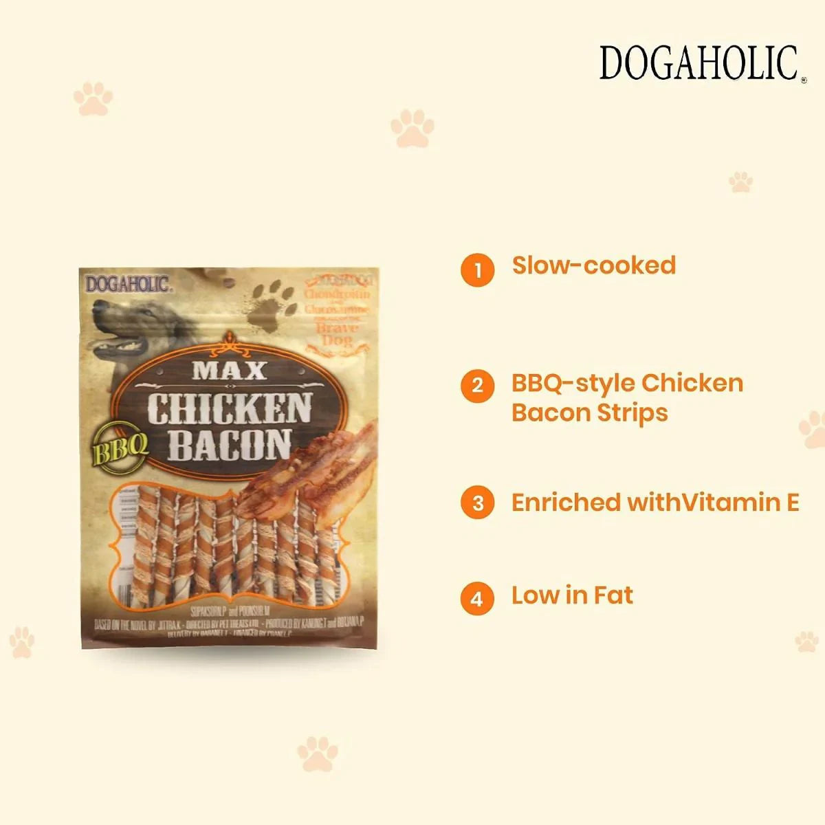 Dogaholic BBQ Max Chicken Bacon Sticks Dog Treats - Zigly