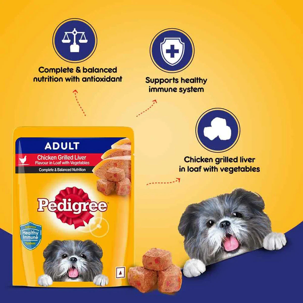 Pedigree Adult Chicken grilled Liver in Loaf with Vegetables - Wet Dog Food - All Breeds - 70g - Zigly