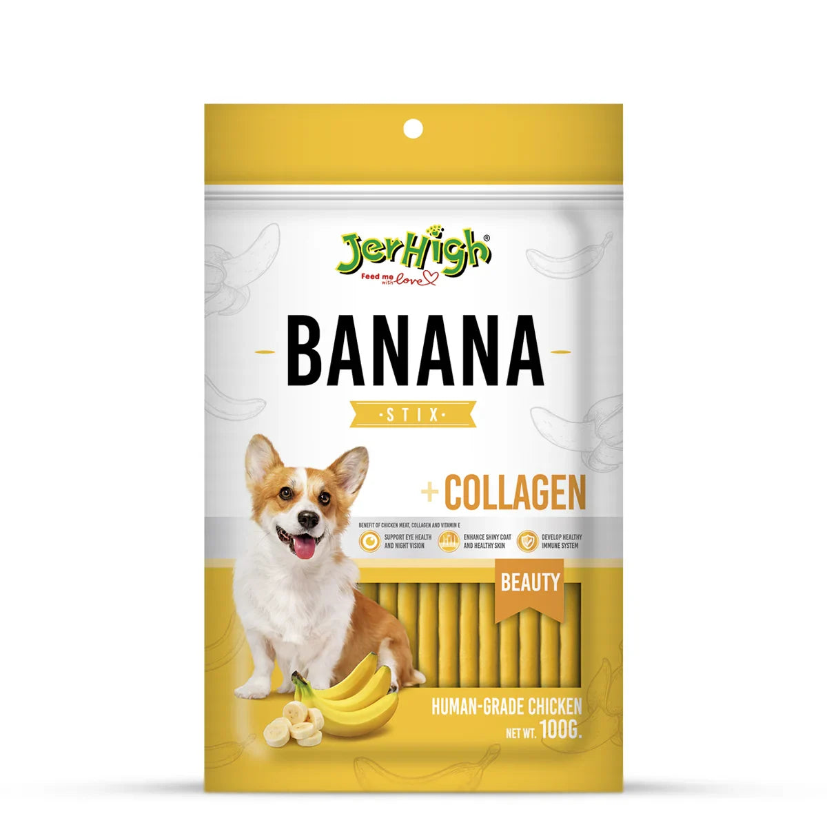 JerHigh Banana Dog Meaty Treat - 100g - Zigly