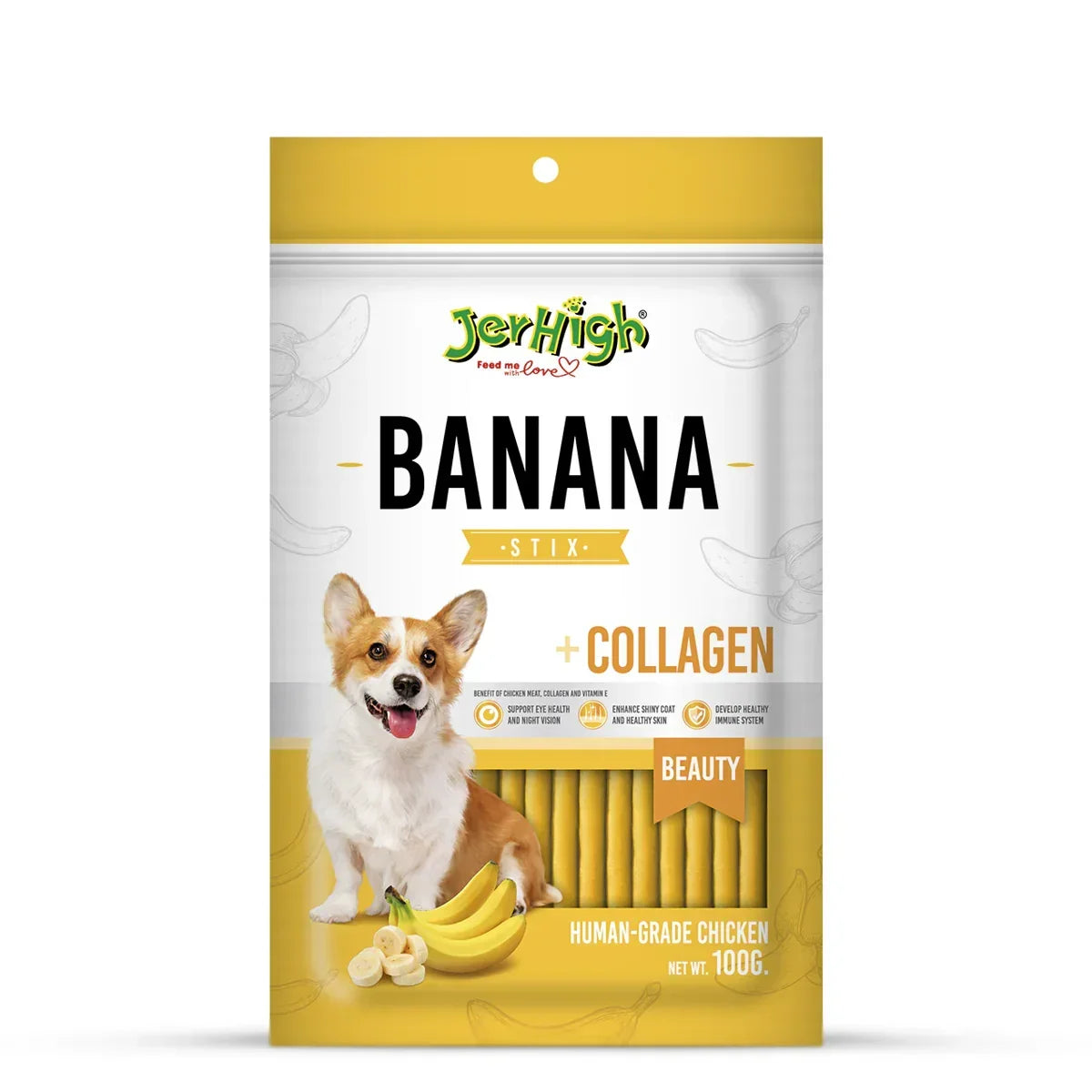 JerHigh Banana Dog Meaty Treat - 100g - Zigly