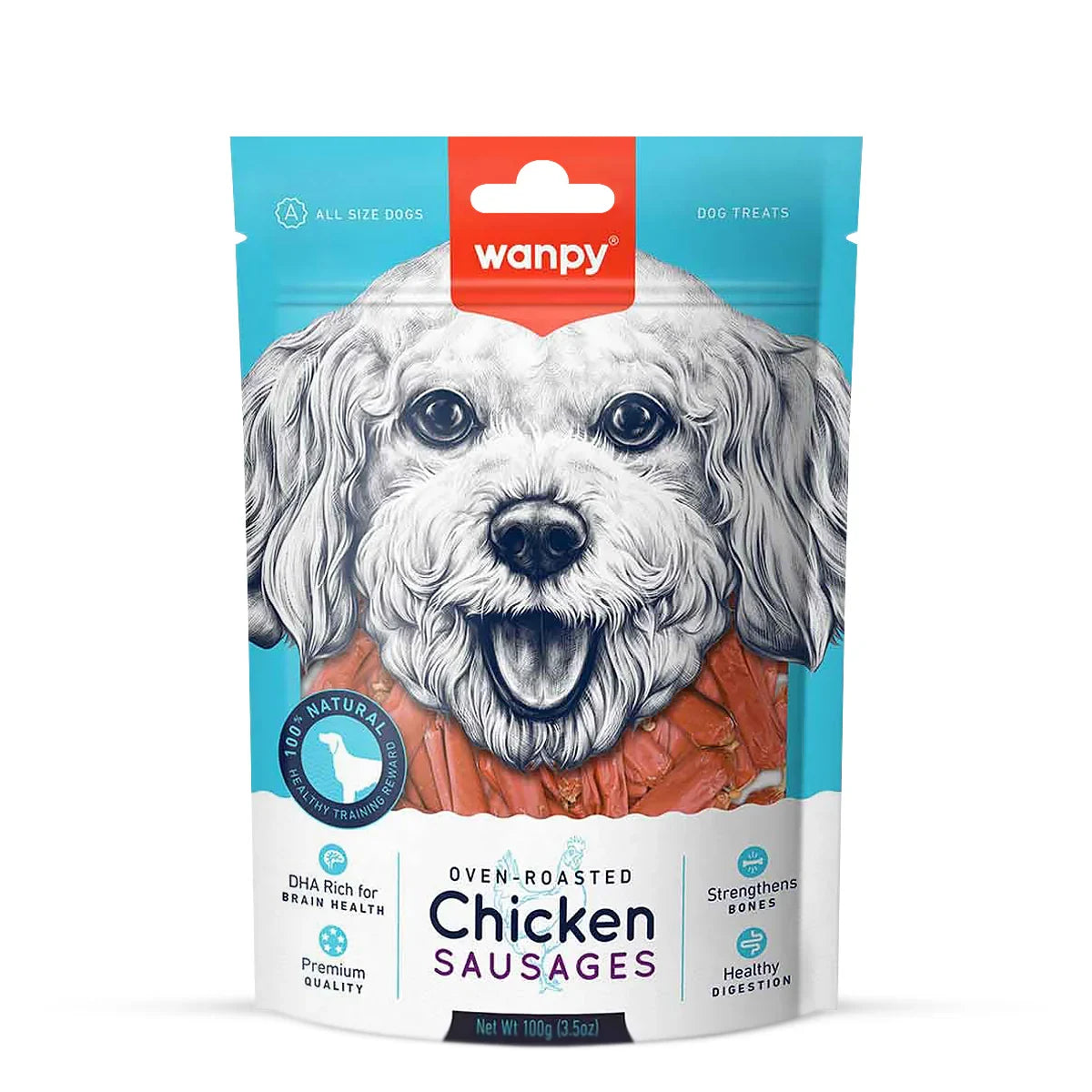 Wanpy Chicken Sausages Dog Treat - 100g - Zigly