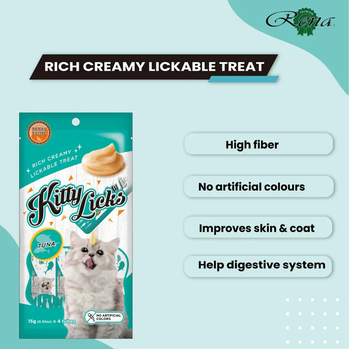 Rena Kitty Licks Tuna Cat Treat - 60g Tubes - Zigly