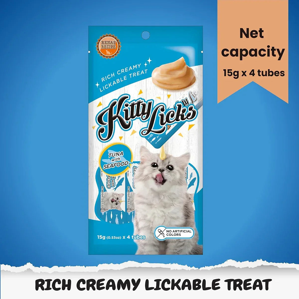 Rena Kitty Licks Tuna Seafood Cat Treat - 60g tubes - Zigly