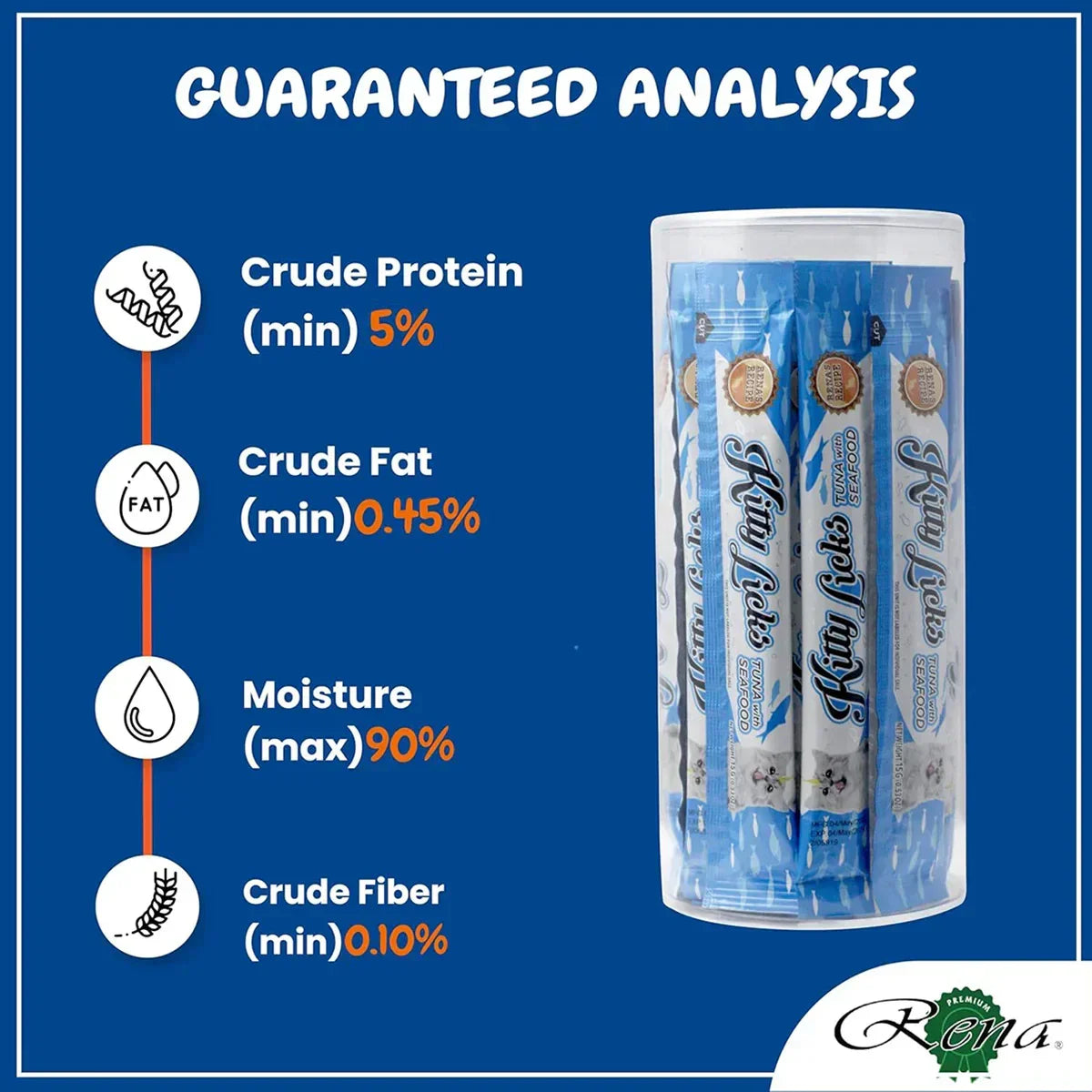 Rena Kitty Licks Tuna Seafood Cat Food - 15g x 30 Tubes - Zigly