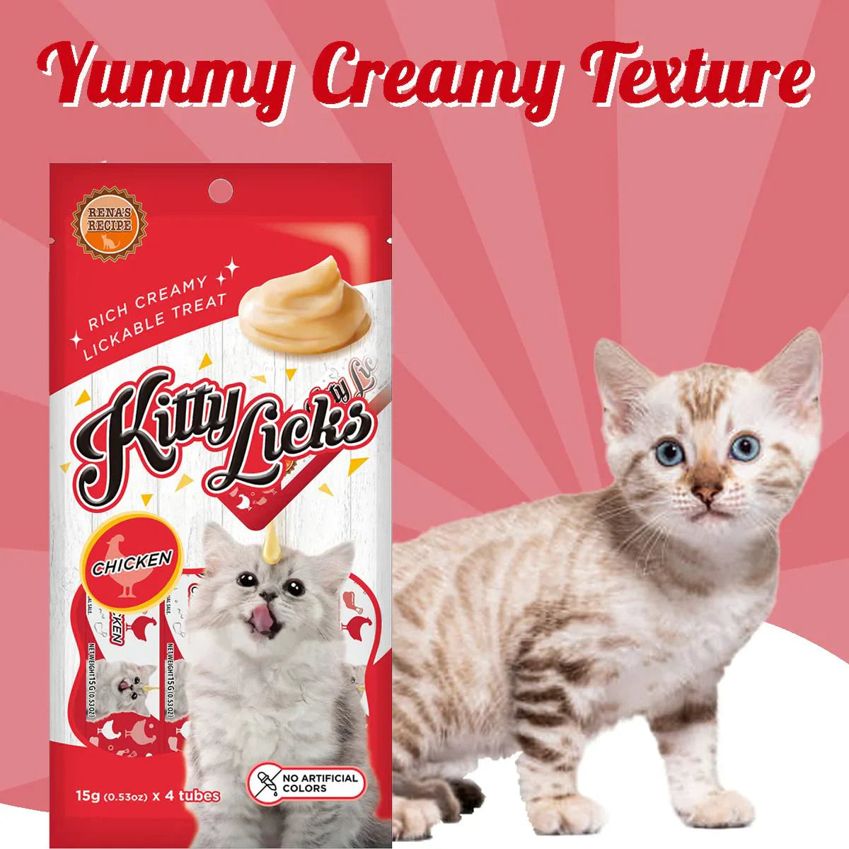 Rena Kitty Licks Chicken Flavor Cat Treat -60g Tubes - Zigly