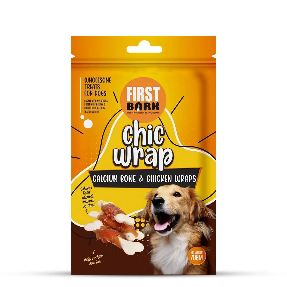 First Bark Chic Wrap Calcium Bone & Chicken Wrap Dog Treat - 70g - Zigly