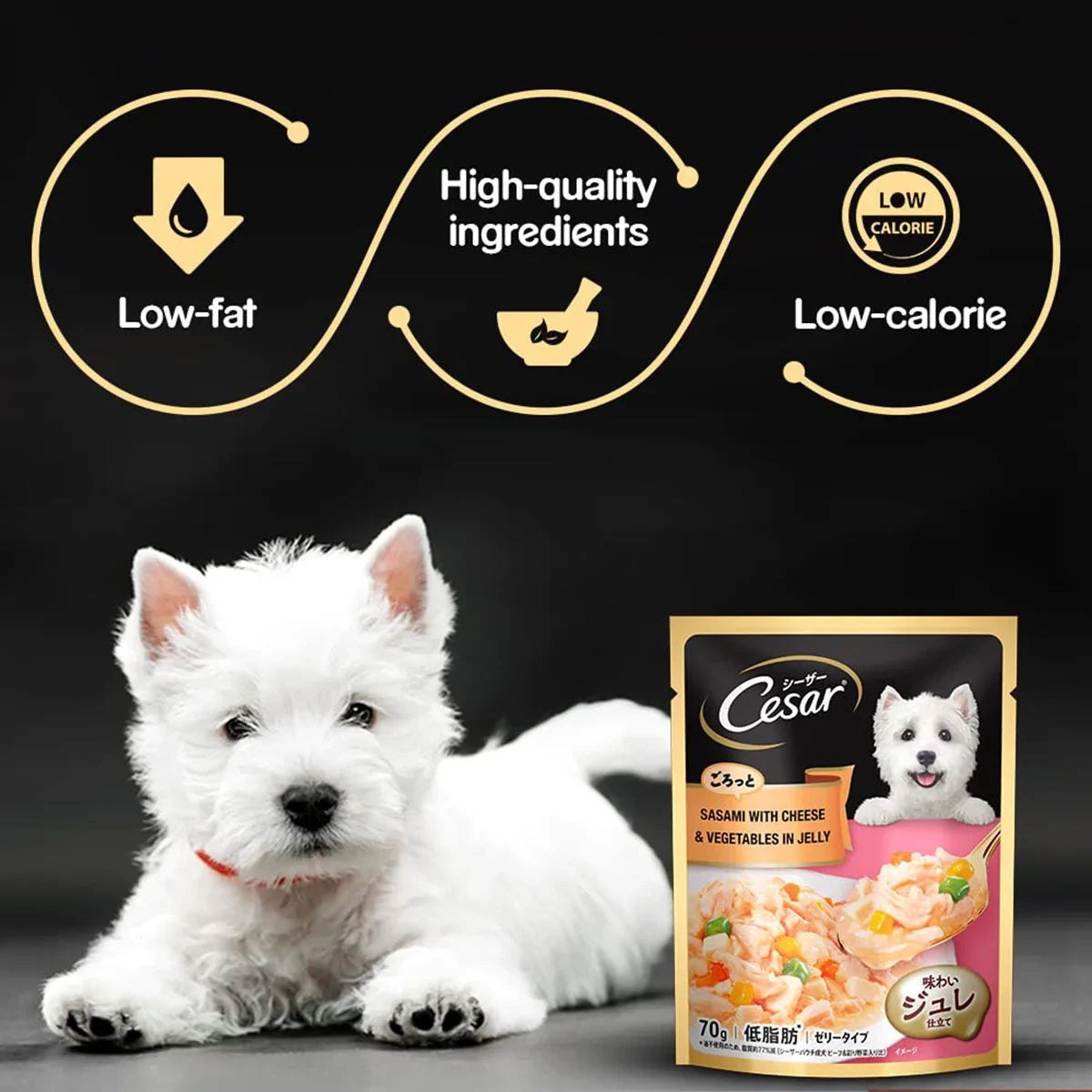 Cesar Sasami With Cheese & Vegetable In Jelly Wet Dog Food - All Breed Adult - 70g - Zigly