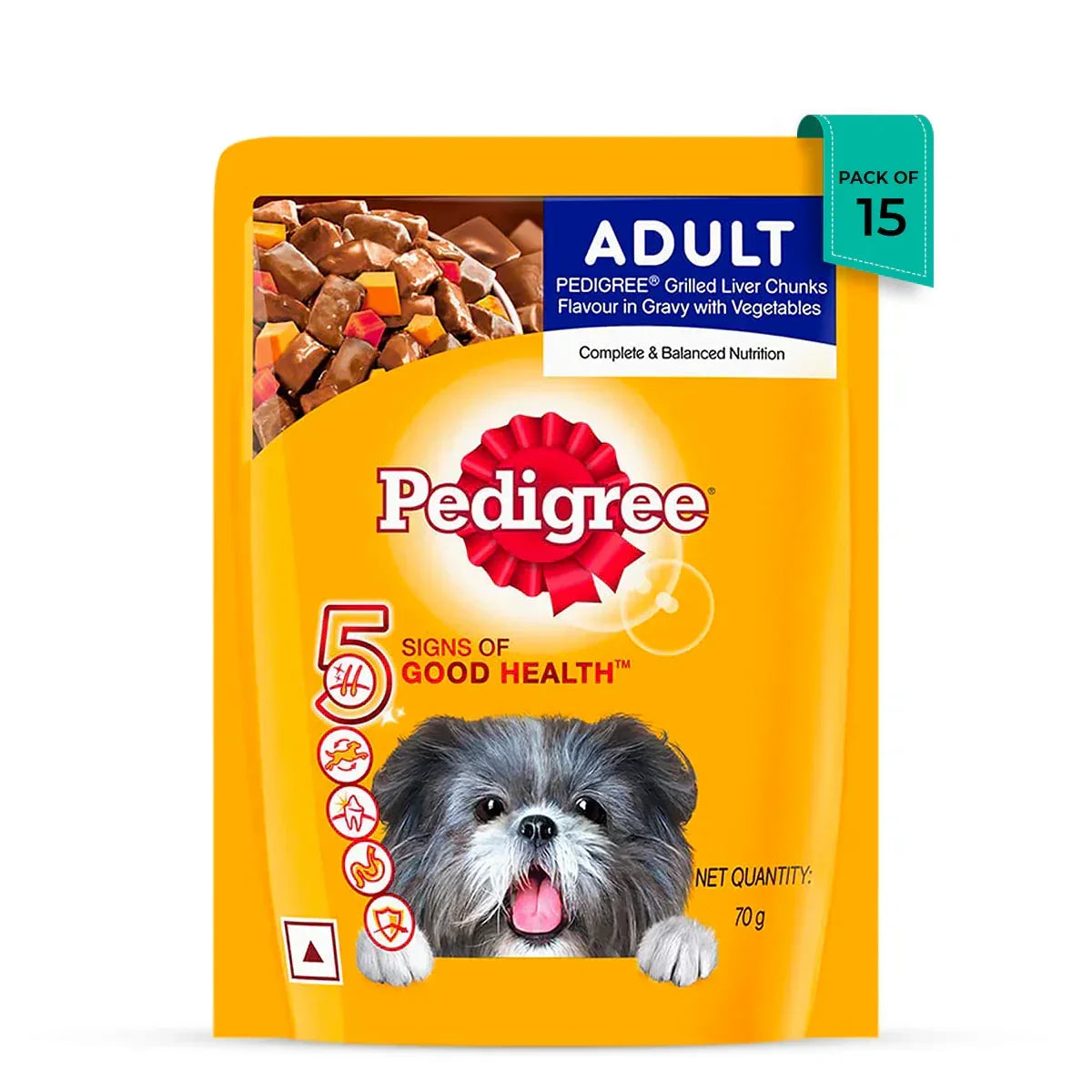 Pedigree Adult grilled Liver Chunks In Gravy With Vegetables - Wet Dog Food - 70g - Zigly