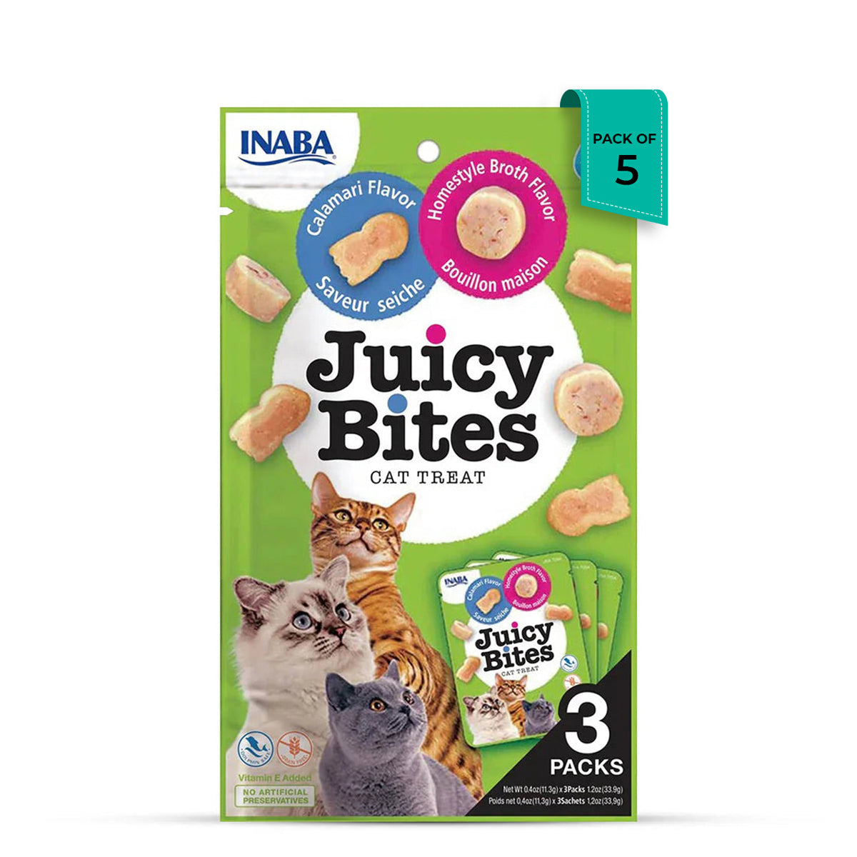Inaba Juicy Bites Homestyle Broth N Calamari Flavor Cat Treat - 33.9gm