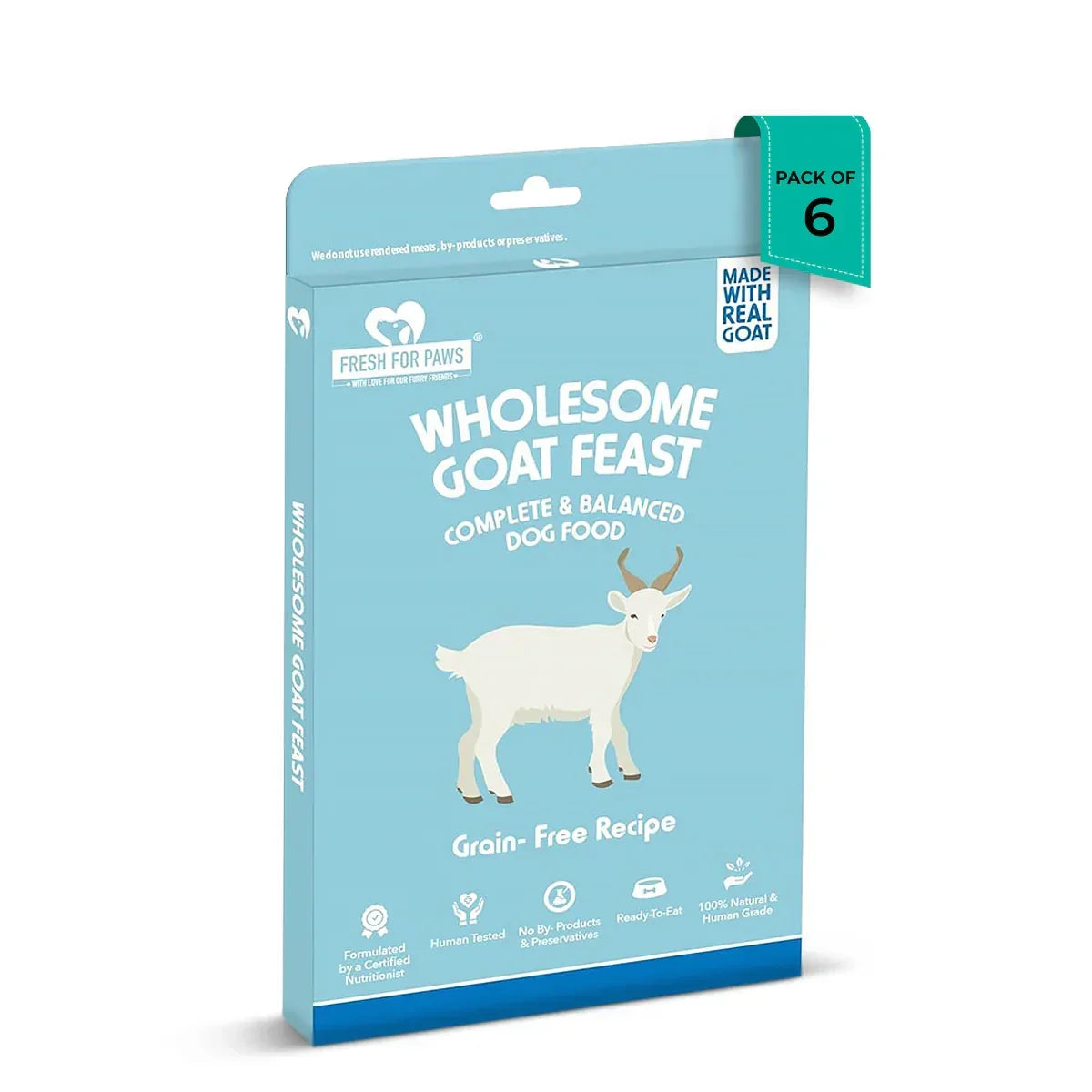 Fresh For Paws Wholesome goat Feast Fresh Dog Food - All Breed Adult - Zigly
