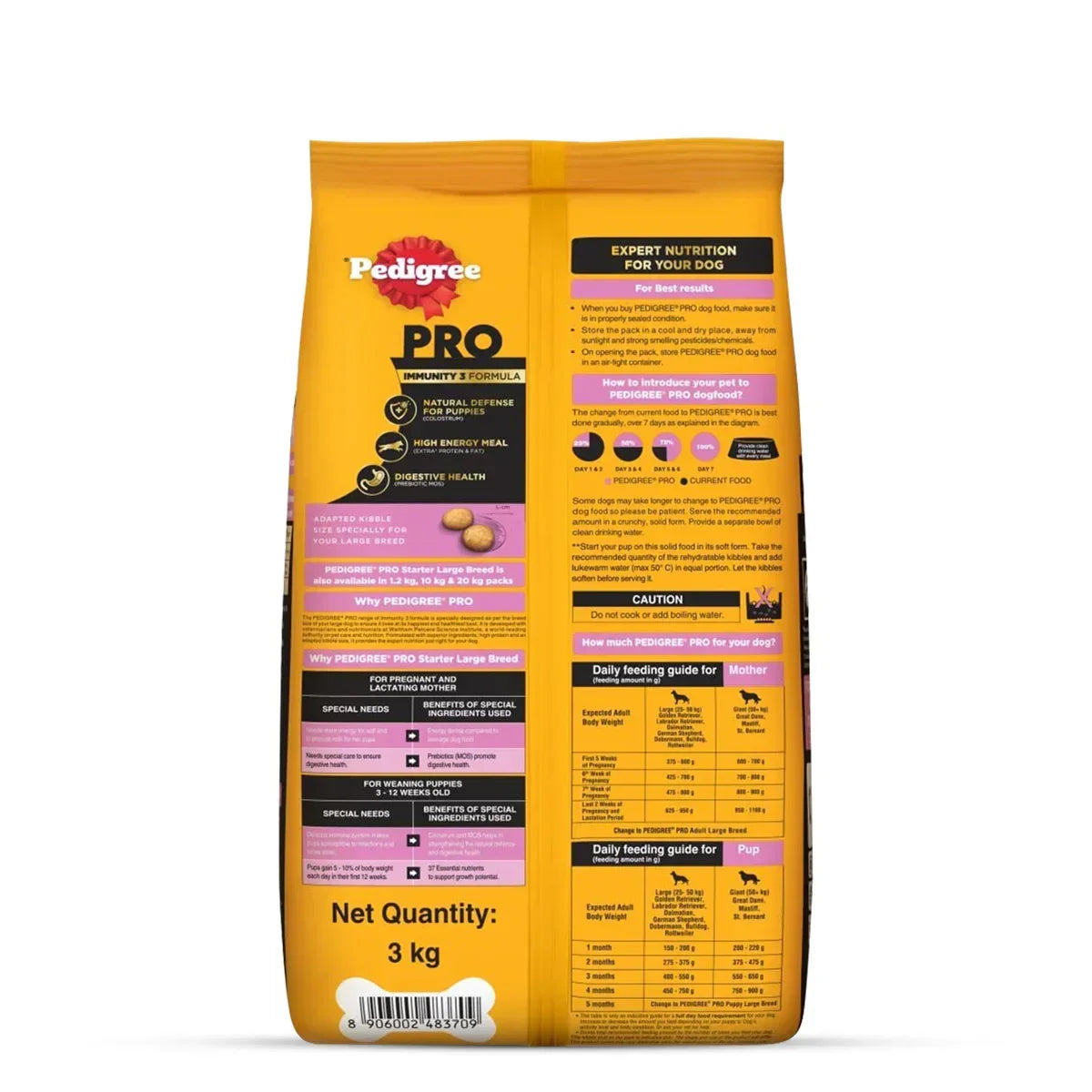 Pedigree PRO Expert Nutrition Dry Dog Food - Large Breed Starter for Lactating/Pregnant Mothers & Pups (3-12 Weeks) - 3kg - Zigly
