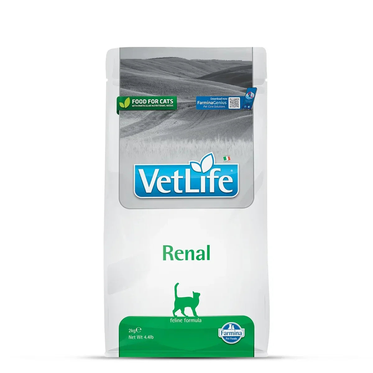 Farmina Vet Life Natural Diet Renal Dry Cat Food - All Breeds Adult - 2kg - Zigly