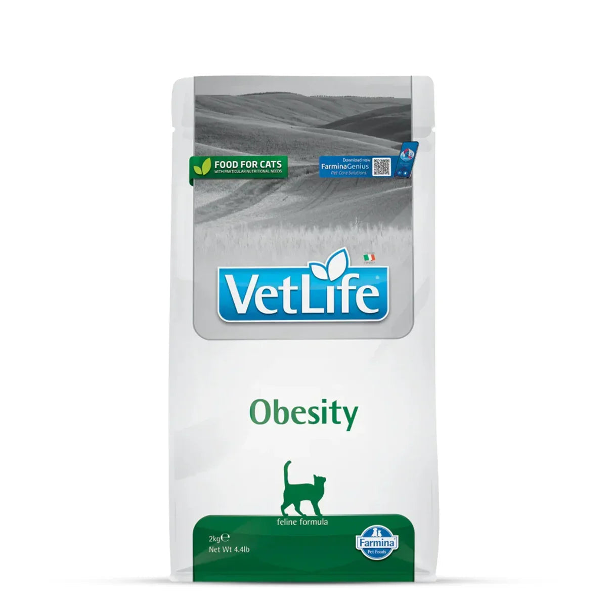 Farmina Vet Life Natural Diet Obesity Dry Cat Food - All Breeds Adult - 2kg - Zigly