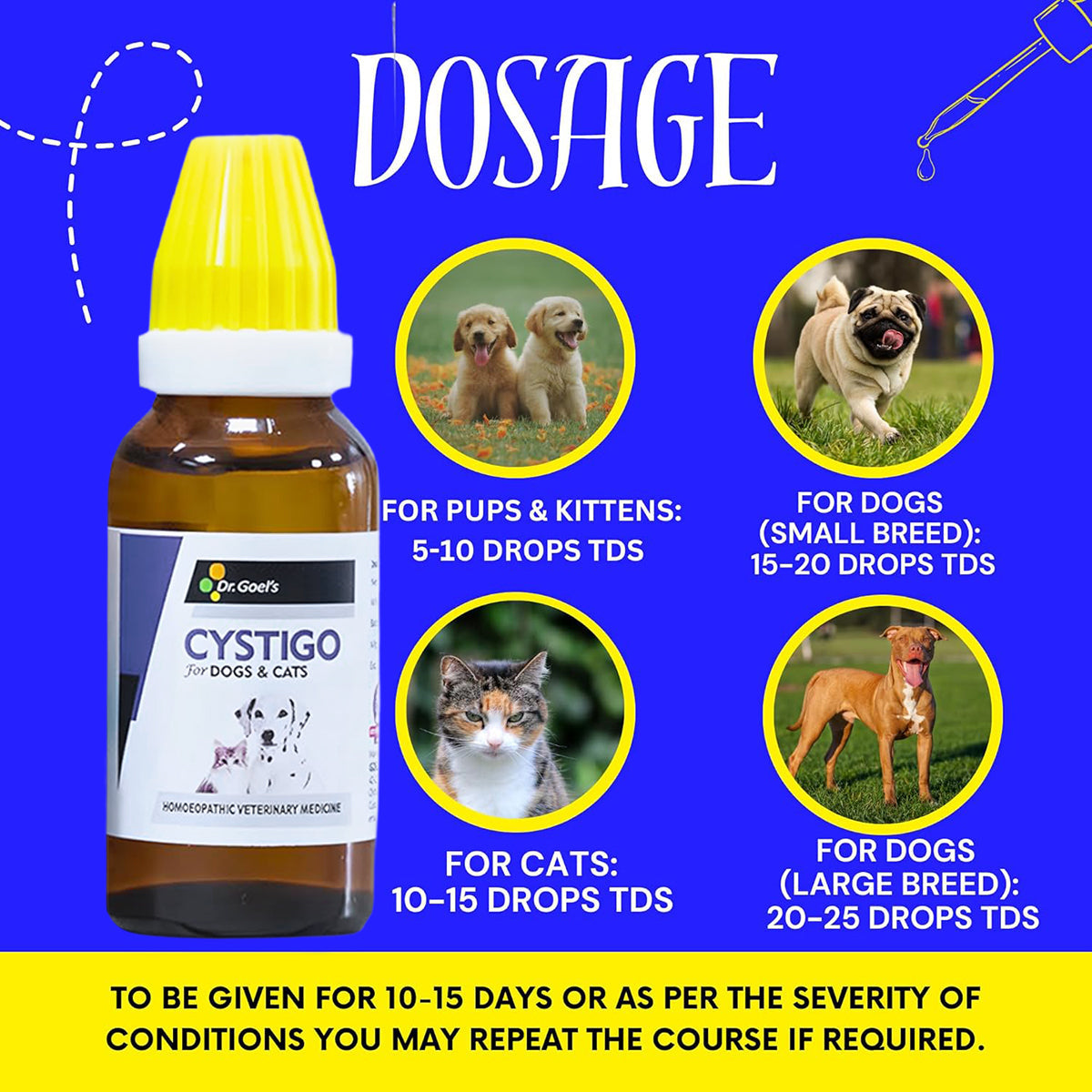 Dr Goel's Cystigo Drops For Pets Homeopathic Remedy For Treating Urinary Problems Infections
