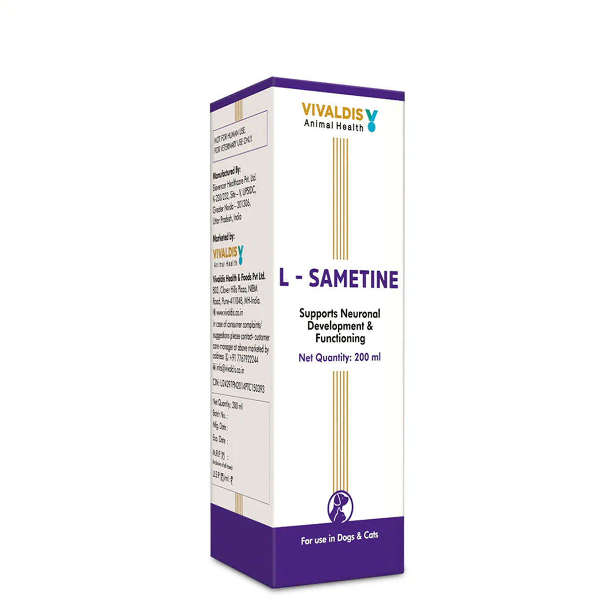 Vivaldis L Sametine Syrup for Dogs and Cats (200ml)