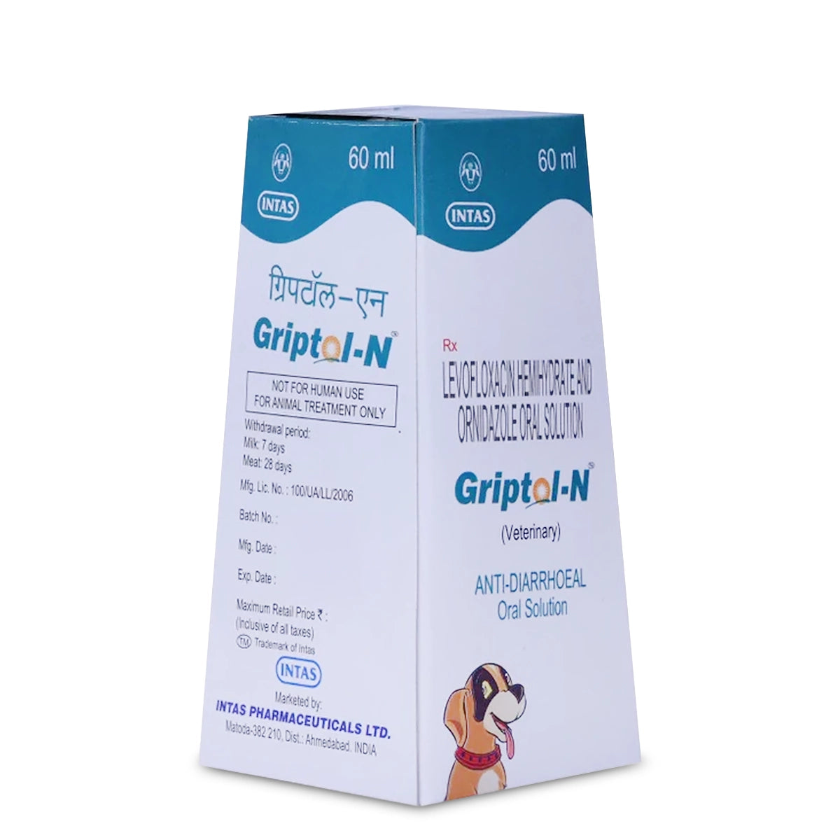 Intas Griptol N Syrup Antidiarrheal Suspension for Dogs (60ml)