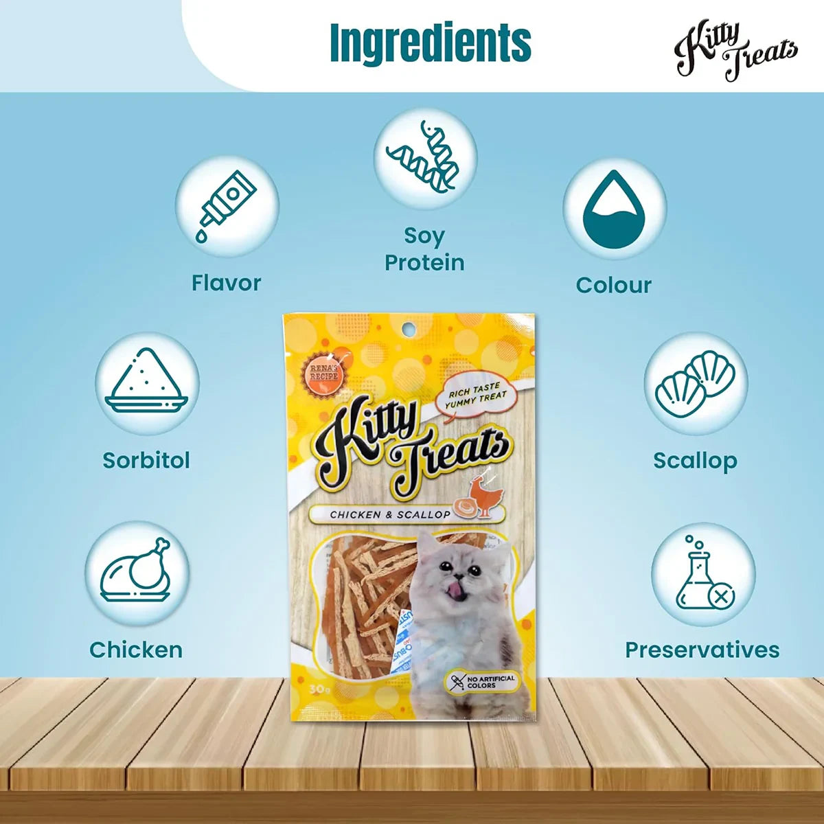 Kitty Treats Chicken With Scallop Flavour  30gm - Zigly