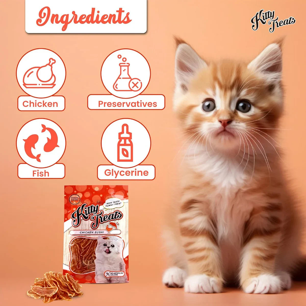 Kitty Treats Chicken Sushi  30gm - Zigly