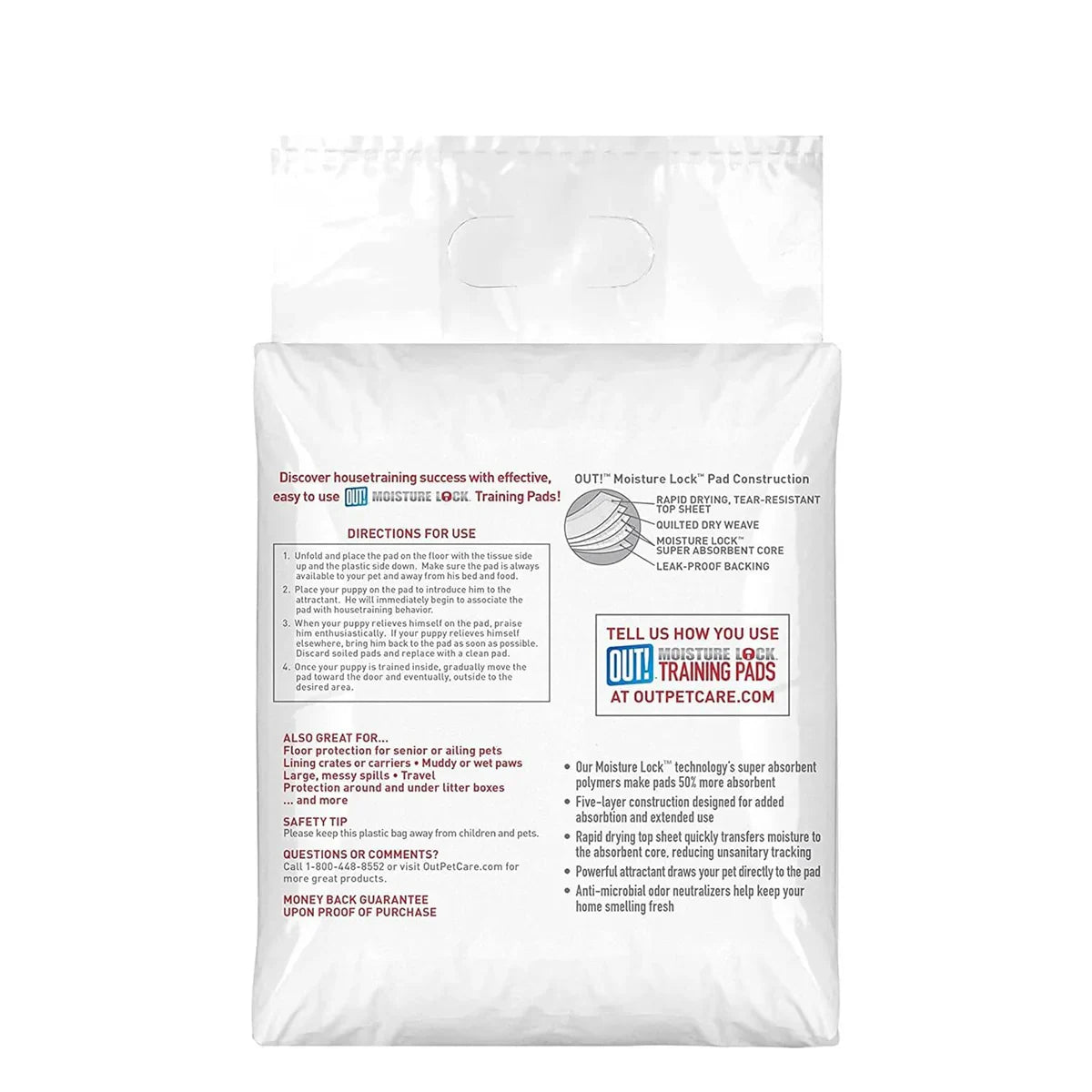 Out Pet Care Moisture Lock Training Pads for Dogs - 30 Pads - 51x56cm - Zigly