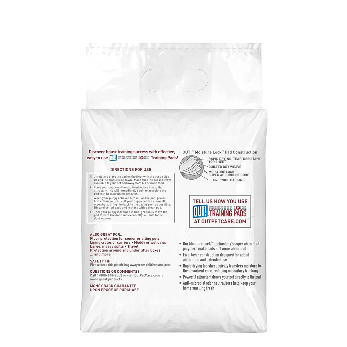 Out Pet Care Moisture Lock Training Pads for Dogs - 30 Pads - 51x56cm - Zigly