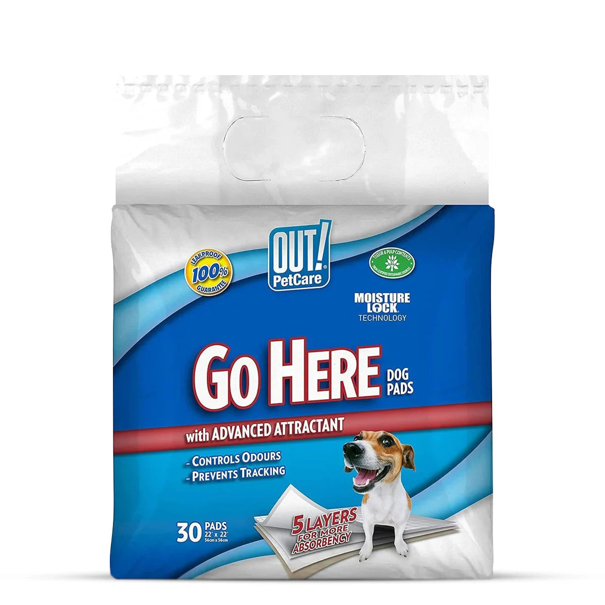 Out Pet Care Moisture Lock Training Pads for Dogs - 30 Pads - 51x56cm - Zigly