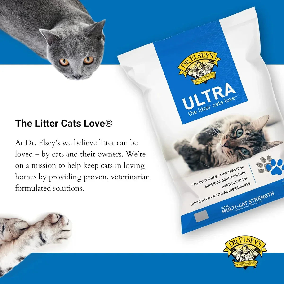 Dr. Elsey's Precious Cat Ultra Litter - Unscented - 8.16kg - Zigly