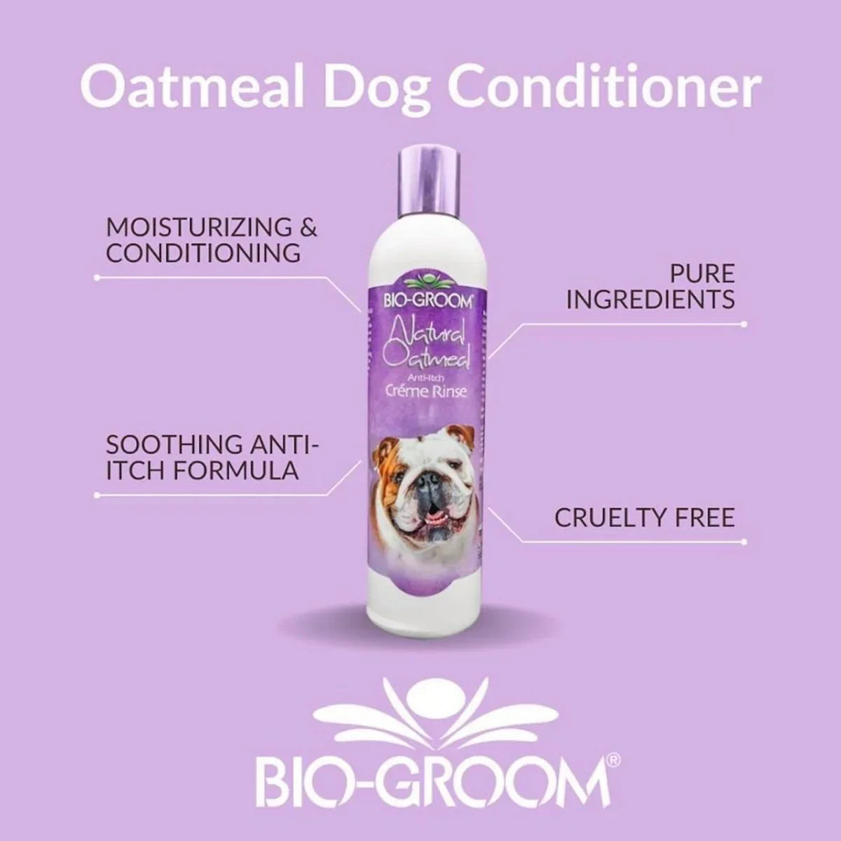 Bio-Groom Natural Oatmeal Anti-Itch Creme Rinse Dog Conditioner - 355ml - Zigly