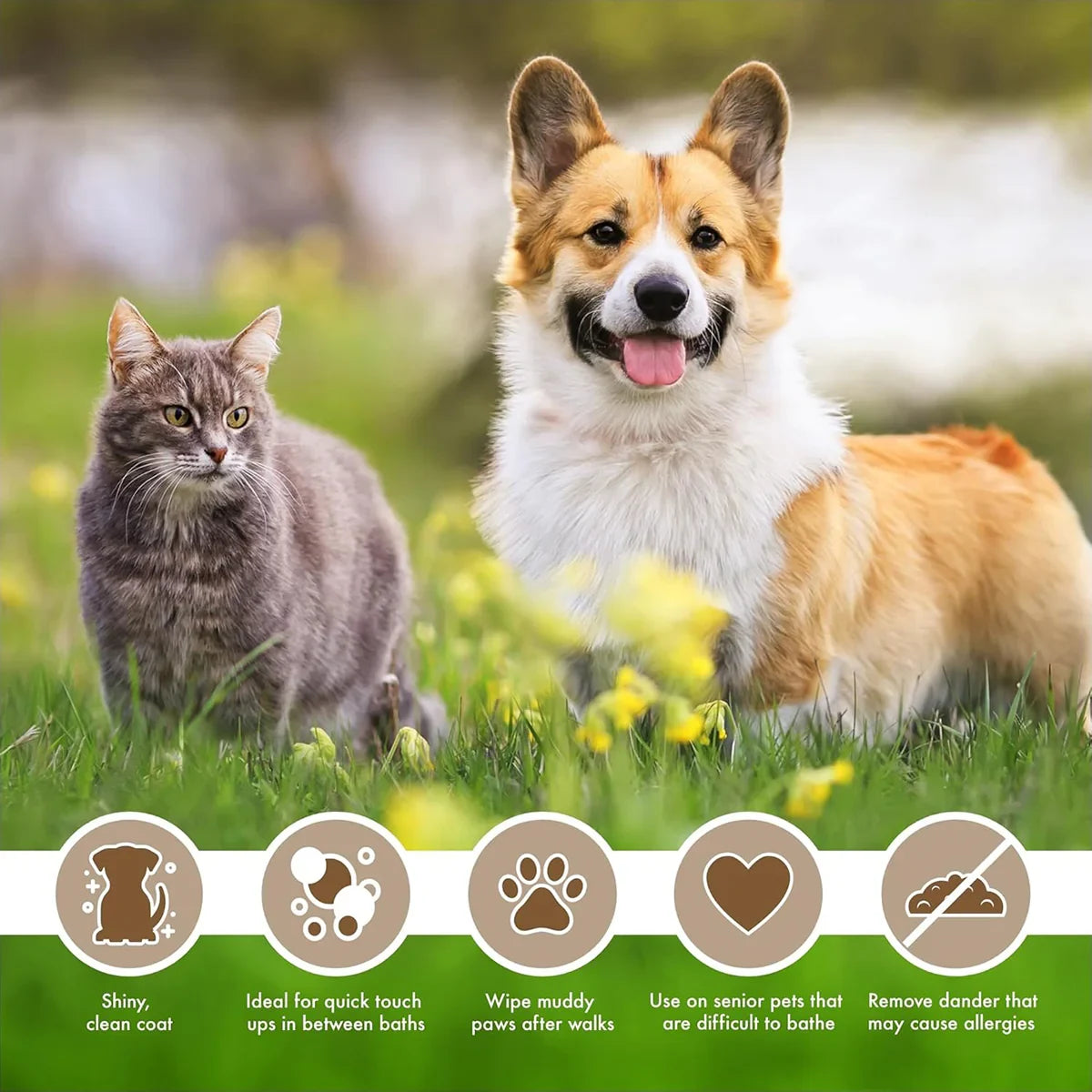 Petkin Oatmeal Mega Valu-Pak Pet Wipes - 125 Wipes - Zigly