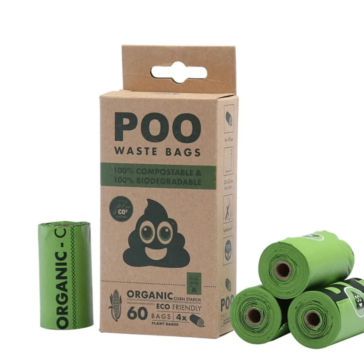 M-Pets Poo 100% Compostable & Biodegradable Dog Waste Bags - 60 Bags - Zigly