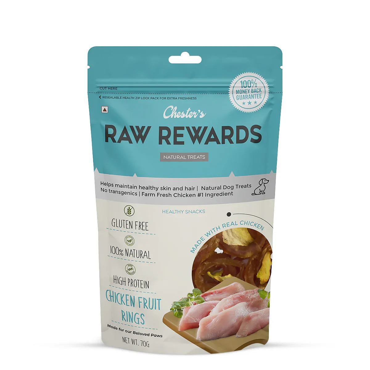 Chesters Raw Rewards Chicken Fruit Rings Dog Treat - 70g - Zigly