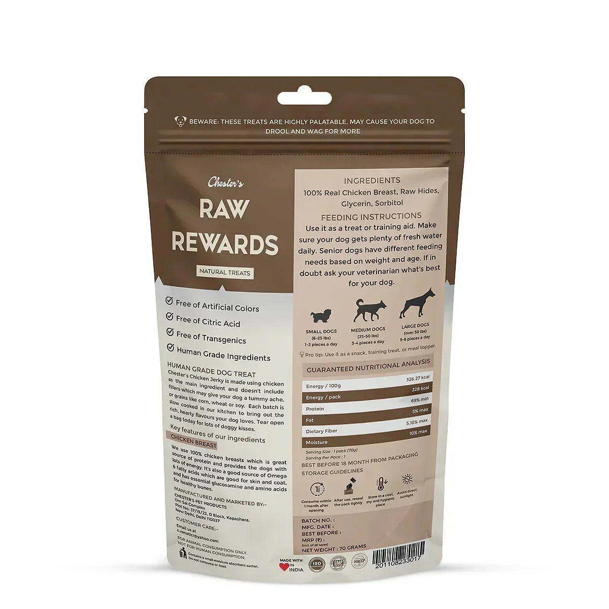 Chesters Raw Rewards Chicken Wrapped Hide Sticks Dog Treat - 70g - Zigly