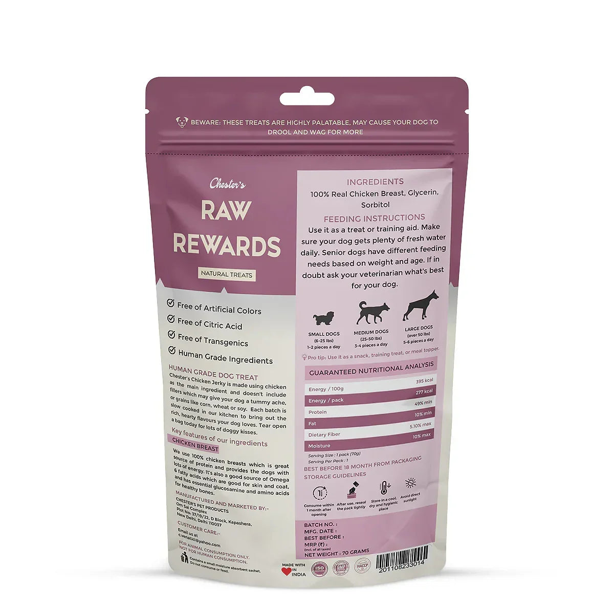 Chesters Raw Rewards Soft Training Bites Dog Treat - 70g - Zigly