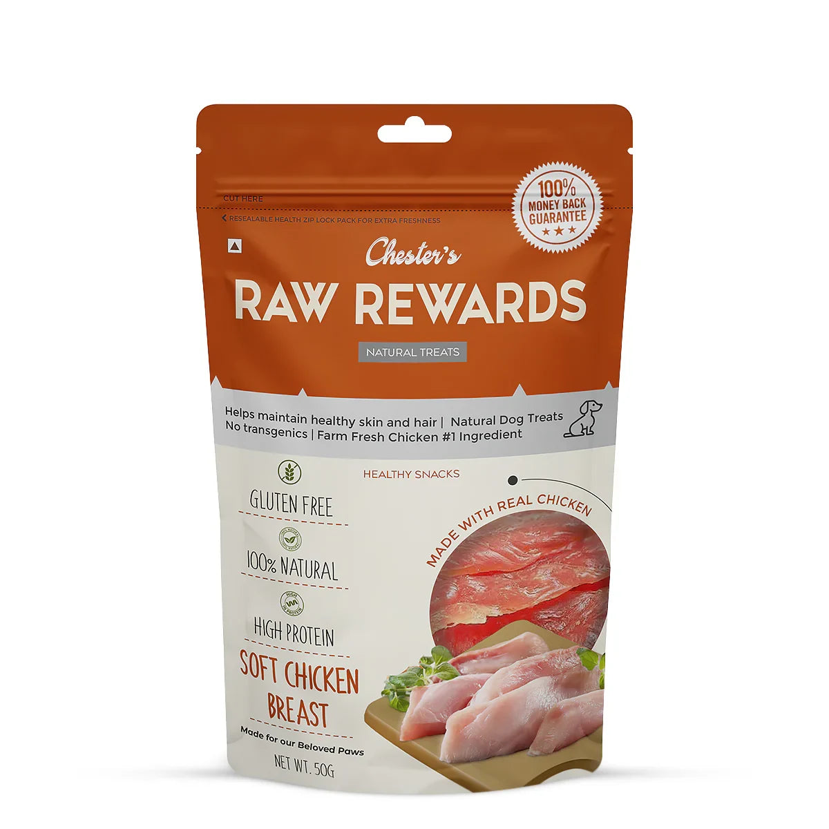 Chesters Raw Rewards Soft Chicken Breast Dog Treat - 50g - Zigly