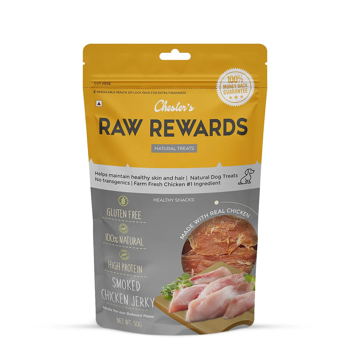 Chesters Raw Rewards Smoked Chicken Jerky Dog Treat - 50g - Zigly