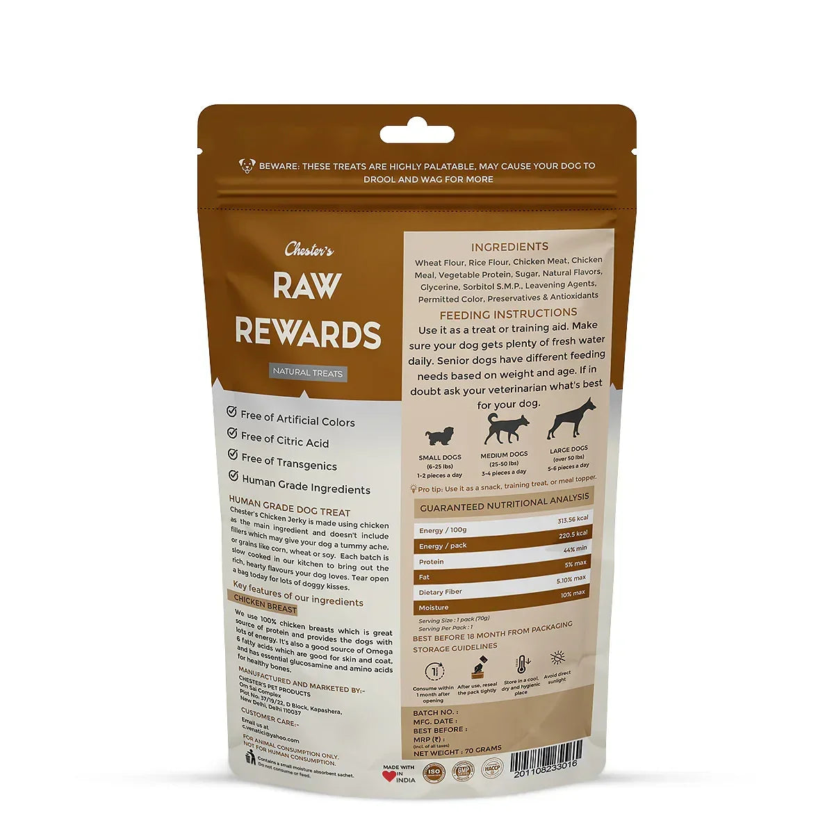 Chesters Raw Rewards Chicken Biscuits Wraps Dog Treat - 70g - Zigly