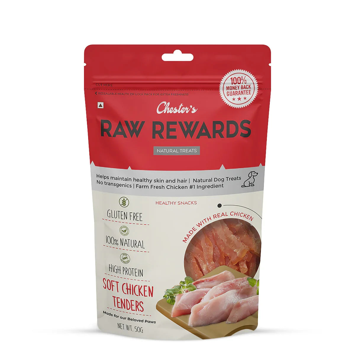 Chesters Raw Rewards Soft Chicken Tenders Dog Treat - 50g - Zigly
