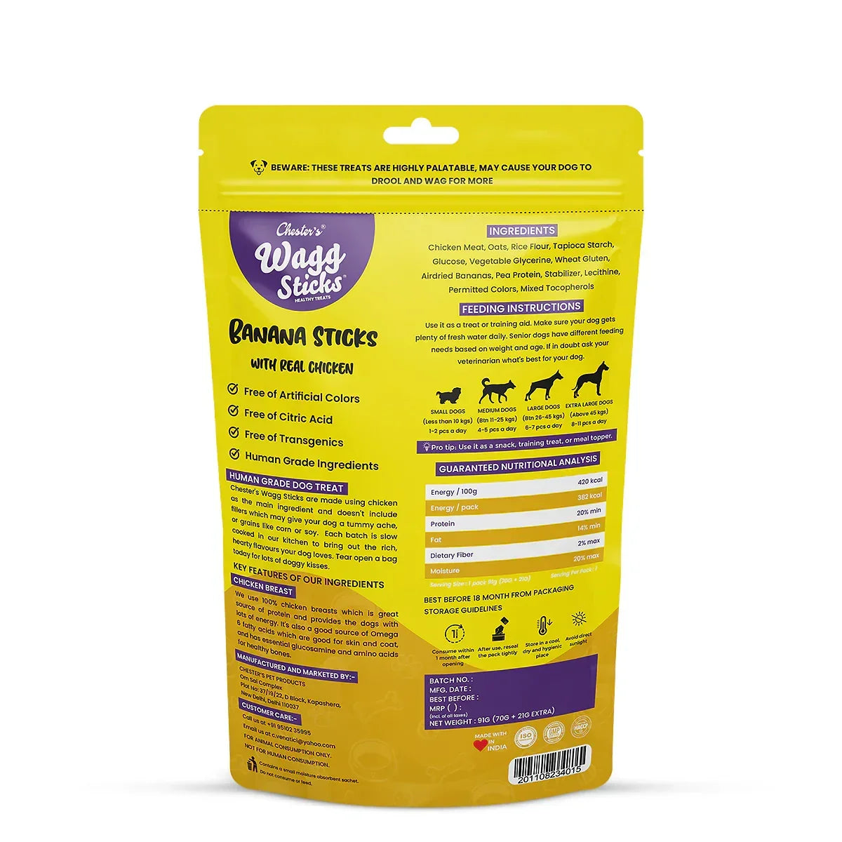 Chesters Wagg Sticks Banana Sticks Dog Treat 70g - Zigly