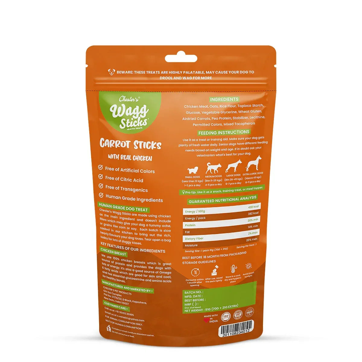 Chesters Wagg Sticks Carrot Sticks Dog Treat 70g - Zigly