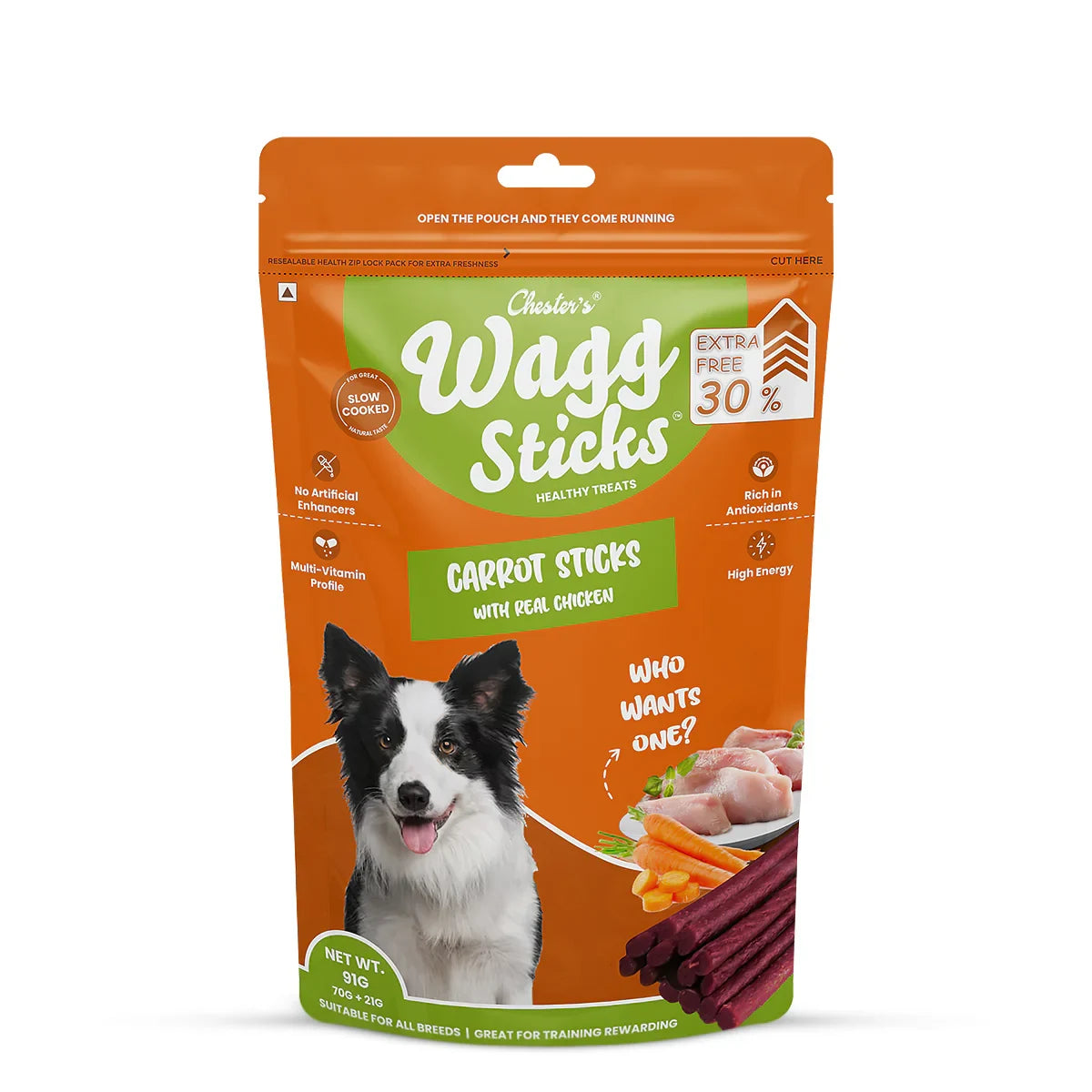 Chesters Wagg Sticks  Carrot Sticks Dog Treat  70g - Zigly