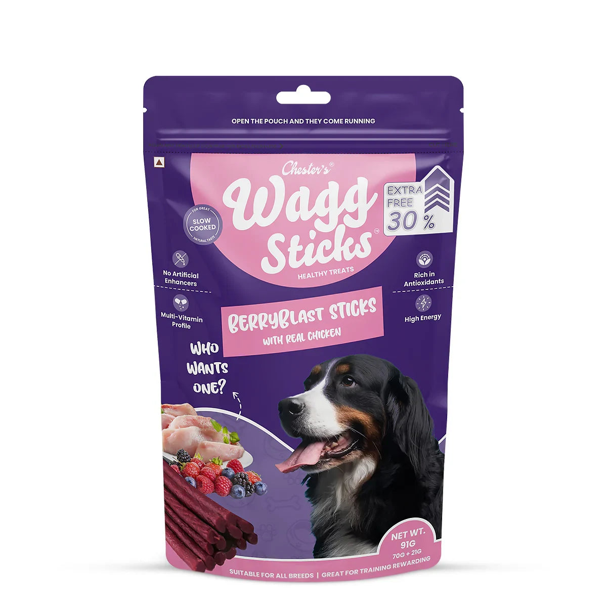Chesters Wagg Sticks  Berryblast Sticks Dog Treat  70g - Zigly