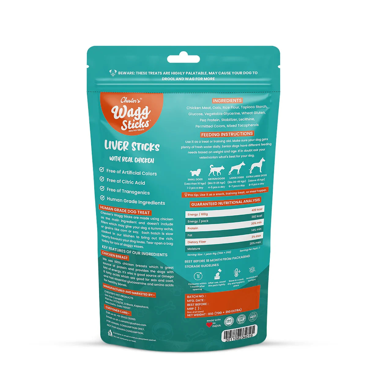 Chesters Wagg Sticks  Liver Sticks Dog Treat  70g - Zigly