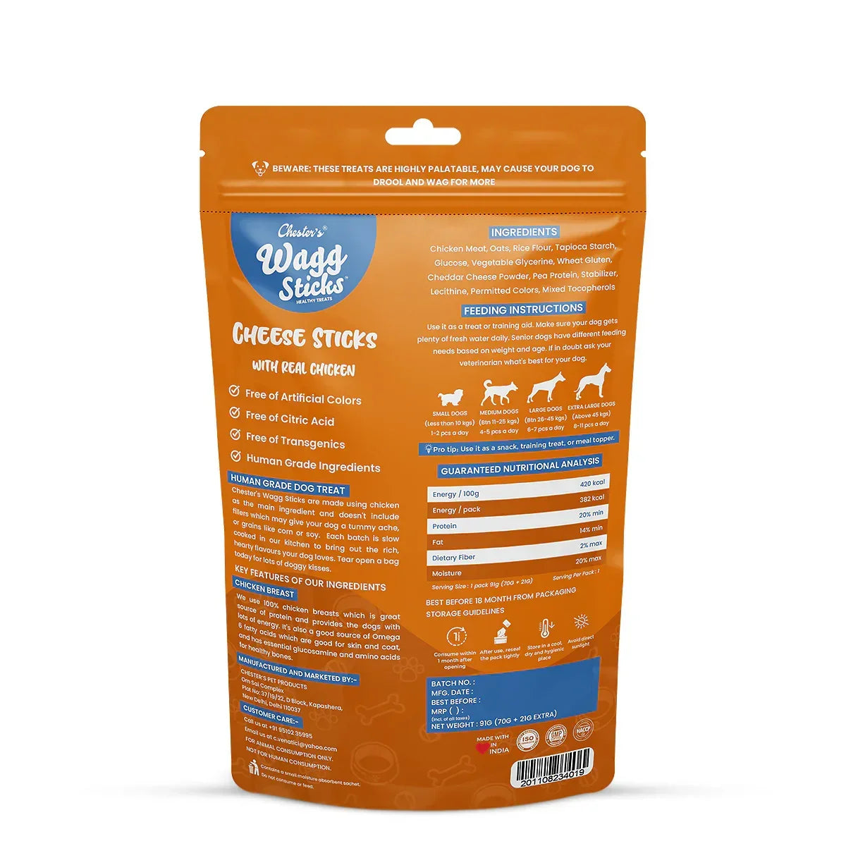 Chesters Wagg Sticks Cheese Sticks Dog Treat 70g - Zigly