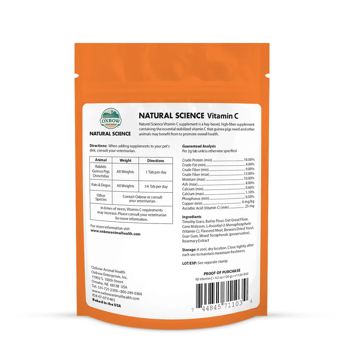 Oxbow Science Vitamin C Support - 120g - Zigly