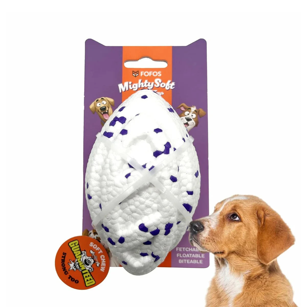 Fofos Rugby Ball Fetch Dog Toy White - Zigly