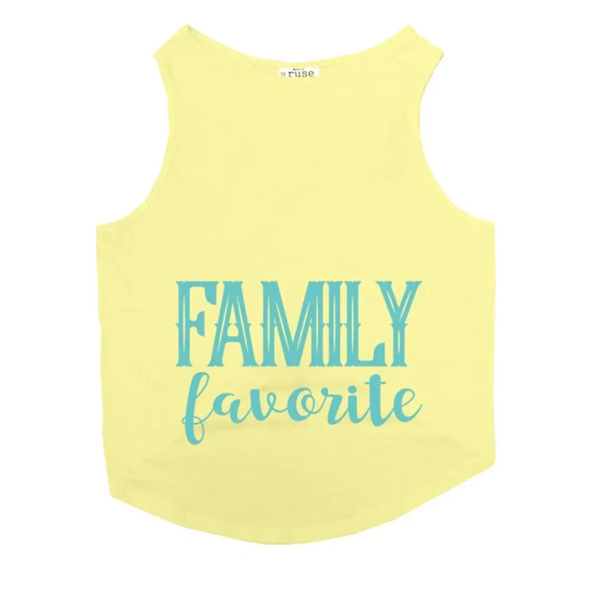 Ruse Family Favourite Printed Tank Dog Tee - Lemon Yellow - Zigly