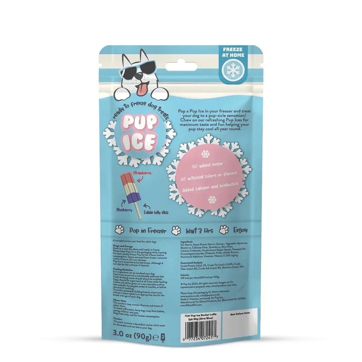 Imaginelles Pup Ice Rocket Lollies Blueberry & Strawberry Dog Treat - 2 Pieces - 90g - Zigly