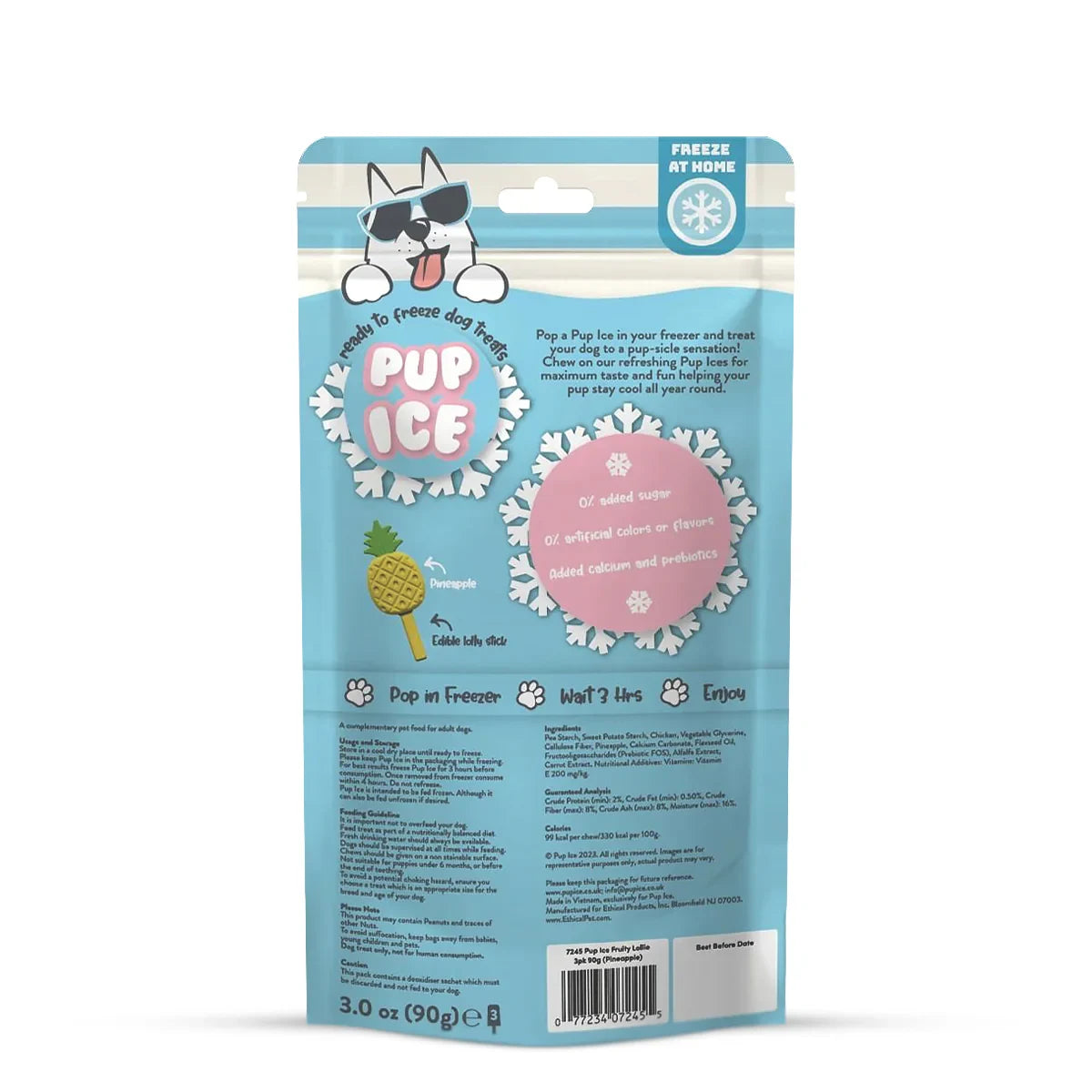 Imaginelles New Pup Ice Fruity Lollies Pineapples Dog Treat - 3 Pieces - 90g - Zigly