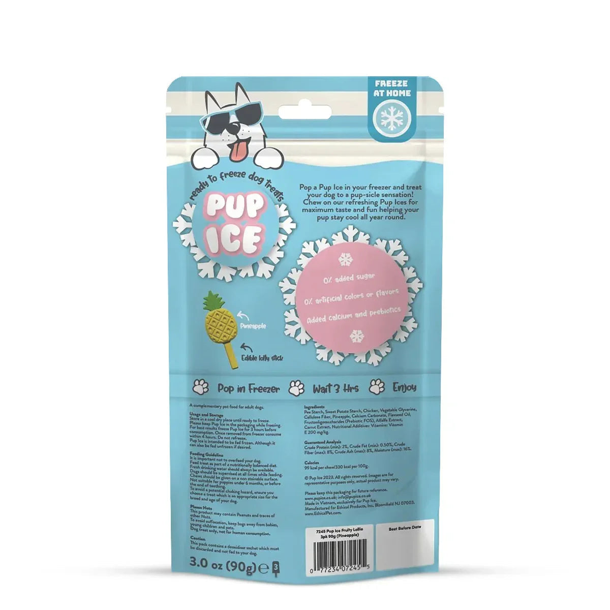 Imaginelles New Pup Ice Fruity Lollies Pineapples Dog Treat - 3 Pieces - 90g - Zigly
