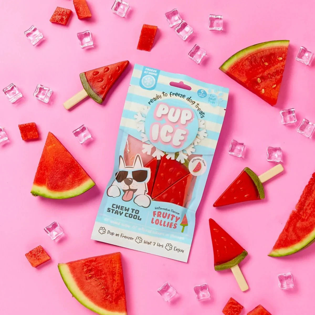 Imaginelles Pup Ice Fruity Lollies Watermelon Dog Treat - 3 Pieces - 90g - Zigly