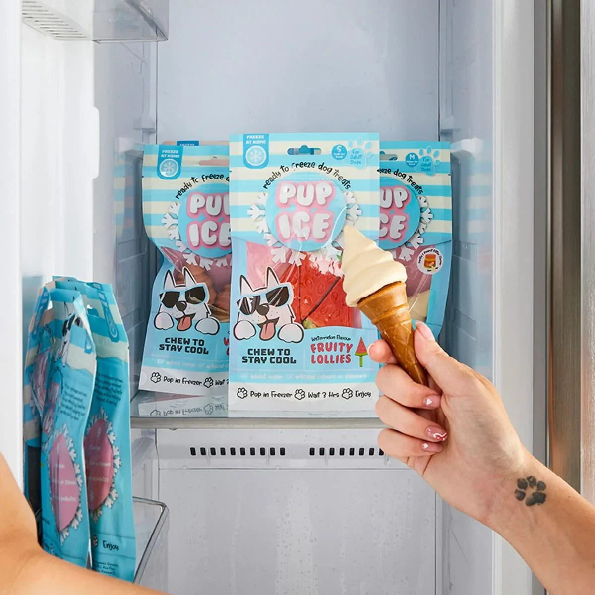 Imaginelles Pup Ice Waffle Cones Vanilla & Peanut Butter Dog Treat, 2 Pieces - 110g - Zigly
